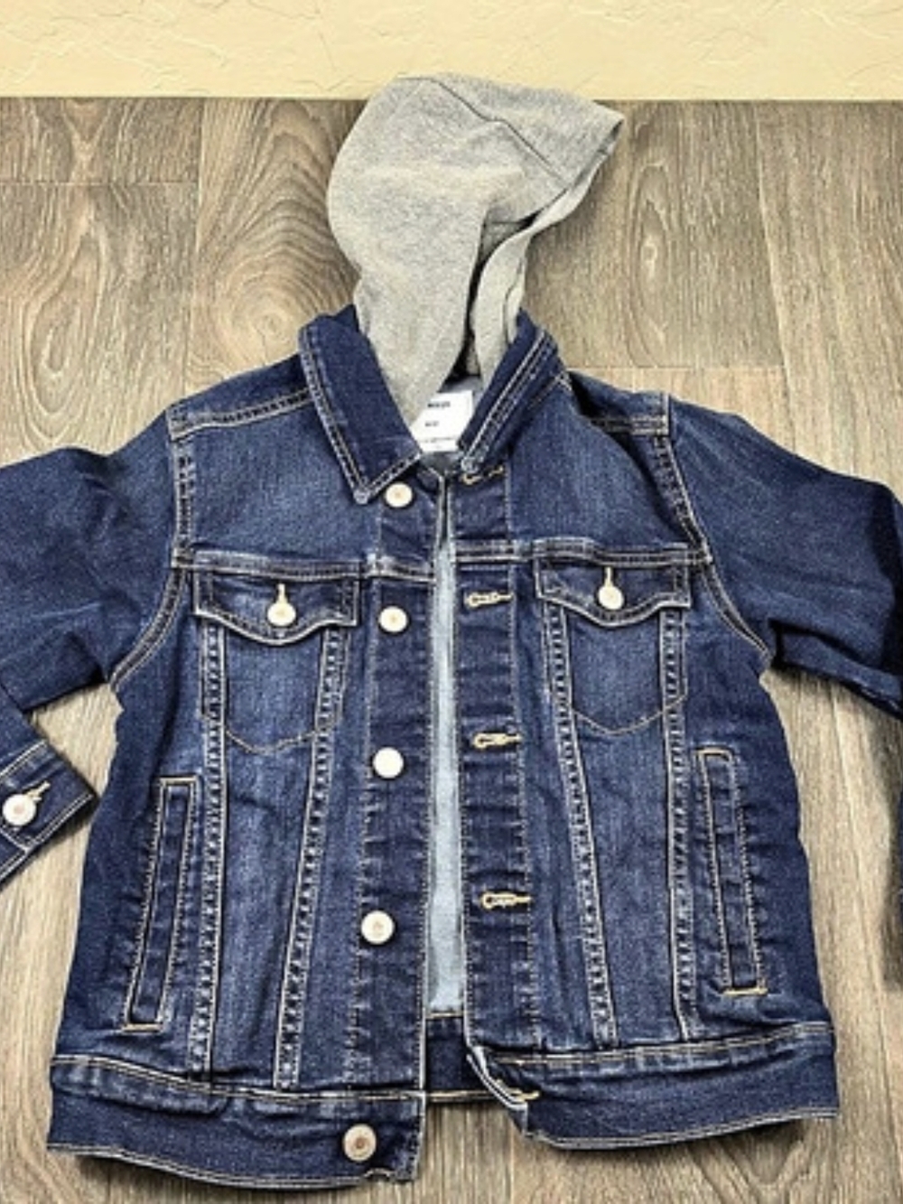 Old Navy Hooded Denim Jacket for Boys Blue & Gray Boys Medium